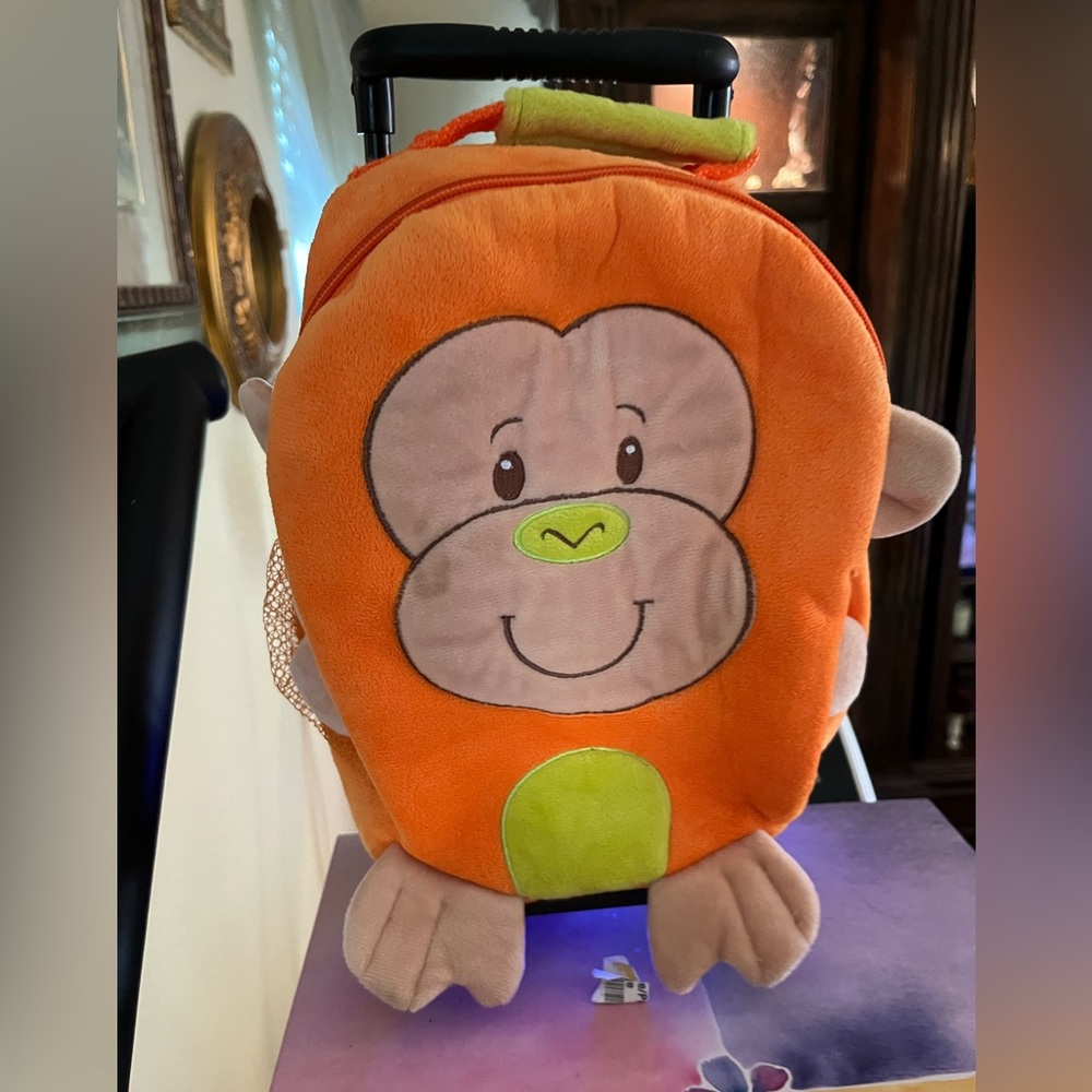 So cute monkey roller back pack new!